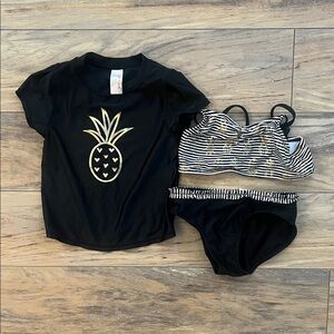 Cat & Jack Black and Gold Kids Swim Bikini Set